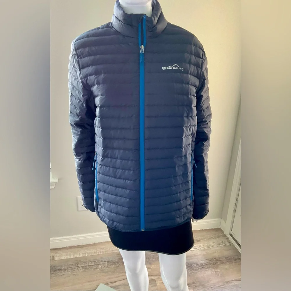 Eddie Bauer Full Zip Down Jacket, Size -S.  EB650, dark blue.